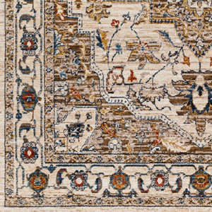 Livabliss Truva Machine Woven Medallion Runner Rug Turkish Polyester Fringe Hallway Accent Light Beige, Ch 8'8" x 12' TRV2305-912