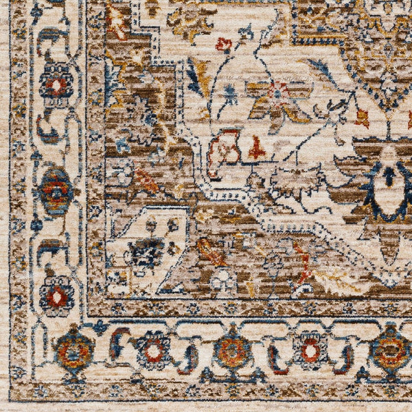 Livabliss Truva Machine Woven Medallion Runner Rug Turkish Polyester Fringe Hallway Accent Light Beige, Ch 8'8" x 12' TRV2305-912