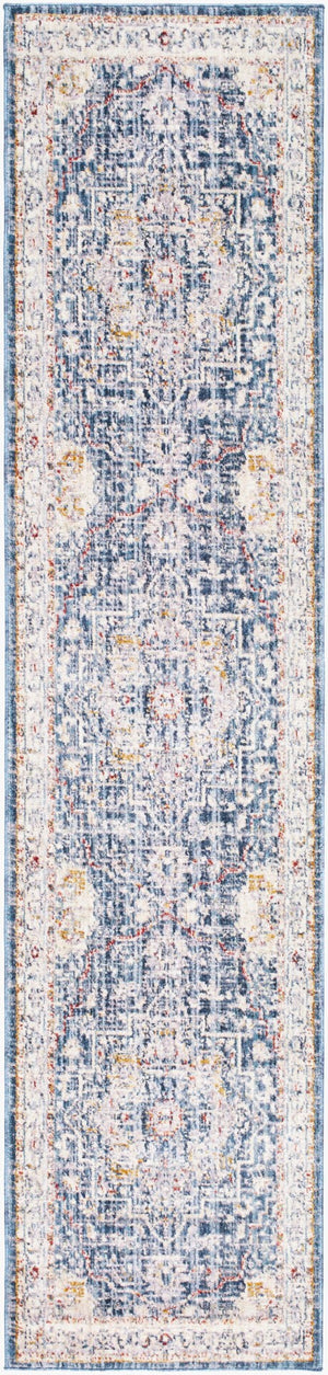 Livabliss Truva Turkish Inspired Runner Rug with Fringe Ornate Traditional Pattern for Hallways Blue, Ivory 2'2" x 9' TRV2306-239