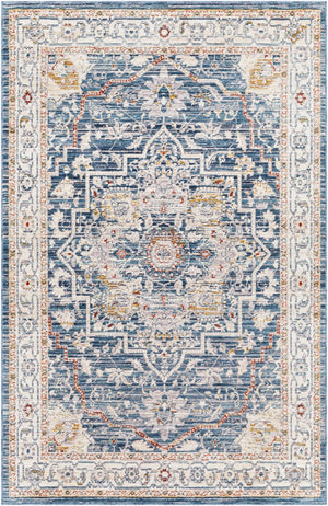 Livabliss Truva Turkish Inspired Runner Rug with Fringe Ornate Traditional Pattern for Hallways Blue, Ivory 5'11" x 5'11" TRV2306-6RD