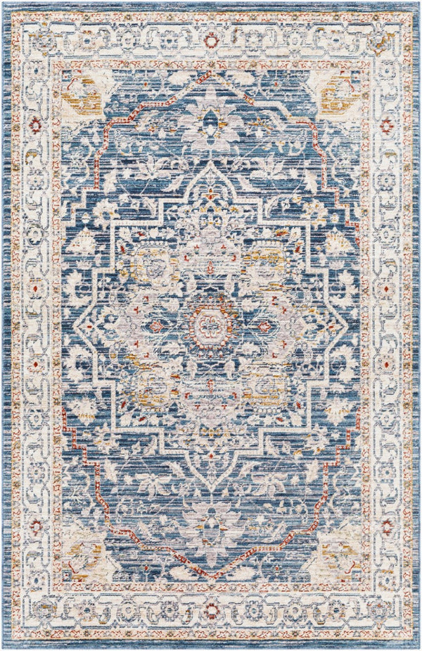 Livabliss Truva Turkish Inspired Runner Rug with Fringe Ornate Traditional Pattern for Hallways Blue, Ivory 5'11" x 5'11" TRV2306-6RD