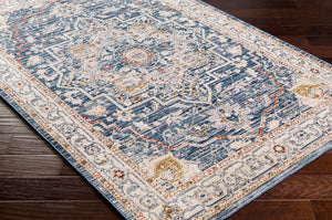 Livabliss Truva Turkish Inspired Runner Rug with Fringe Ornate Traditional Pattern for Hallways Blue, Ivory 5'11" x 5'11" TRV2306-6RD