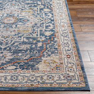 Livabliss Truva Turkish Inspired Runner Rug with Fringe Ornate Traditional Pattern for Hallways Blue, Ivory 5'11" x 5'11" TRV2306-6RD