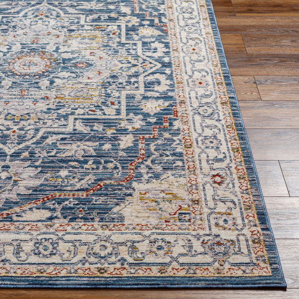 Livabliss Truva Turkish Inspired Runner Rug with Fringe Ornate Traditional Pattern for Hallways Blue, Ivory 5'11" x 5'11" TRV2306-6RD