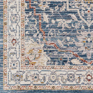 Livabliss Truva Turkish Inspired Runner Rug with Fringe Ornate Traditional Pattern for Hallways Blue, Ivory 5'11" x 5'11" TRV2306-6RD