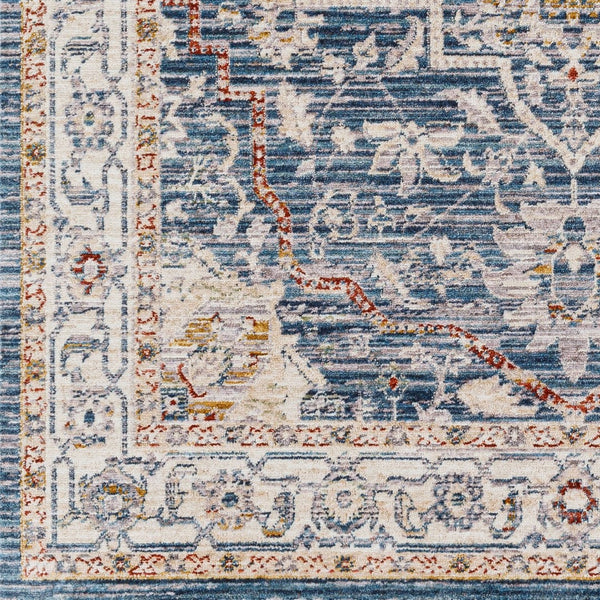 Livabliss Truva Turkish Inspired Runner Rug with Fringe Ornate Traditional Pattern for Hallways Blue, Ivory 5'11" x 5'11" TRV2306-6RD