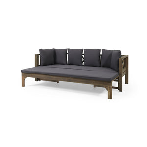 English Elm Christopher Knight Home® - Outdoor Acacia Wood Expandable Daybed Sofa With Cushions – Stylish Patio Lounge Chair For Relaxation 74327.00GDGRY