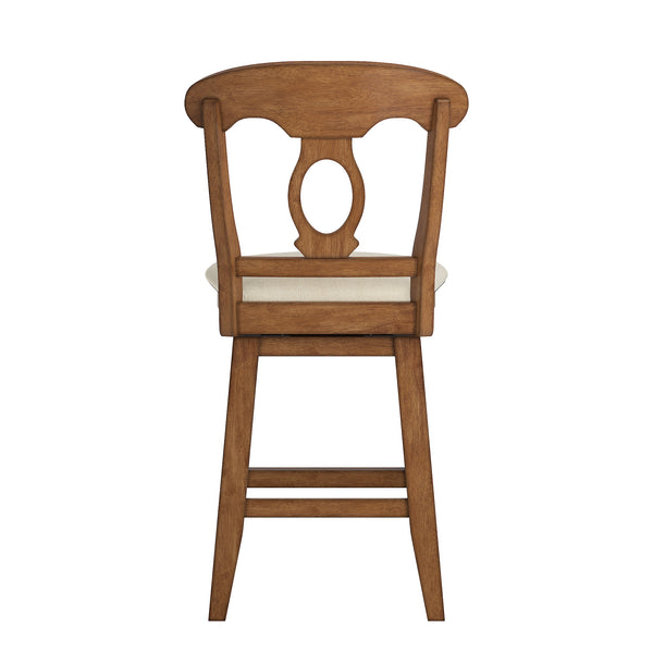 Homelegance By Top-Line Juliette Napoleon Back Counter Height Wood Swivel Chair Oak Rubberwood