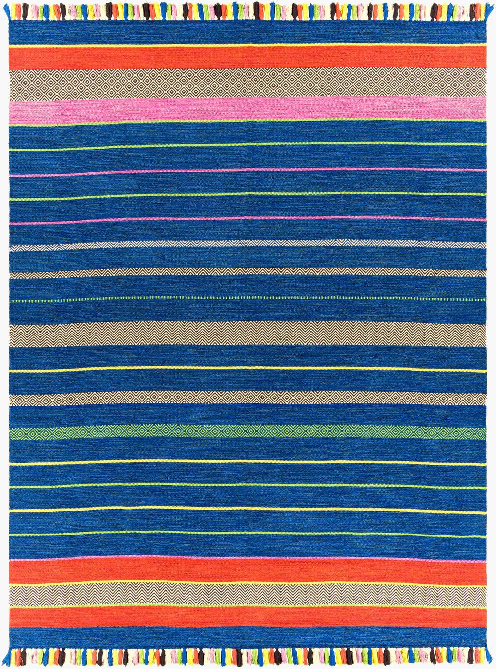 Surya Trenza 2'6" X 8' Handmade Cotton Rug - Elegant Global Design, Durable, Spot Clean, 1-year Warranty Blue Cotton Trz3004-46