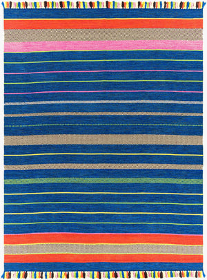 Surya Trenza 2'6" X 8' Handmade Cotton Rug - Elegant Global Design, Durable, Spot Clean, 1-year Warranty Blue Cotton Trz3004-46