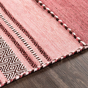 Surya Trenza 2'6" X 8' Handmade Cotton Rug - Elegant Global Design, Durable, Spot Clean, 1-year Warranty Light Pink Cotton,Chenille,Cotton Trz3005-576