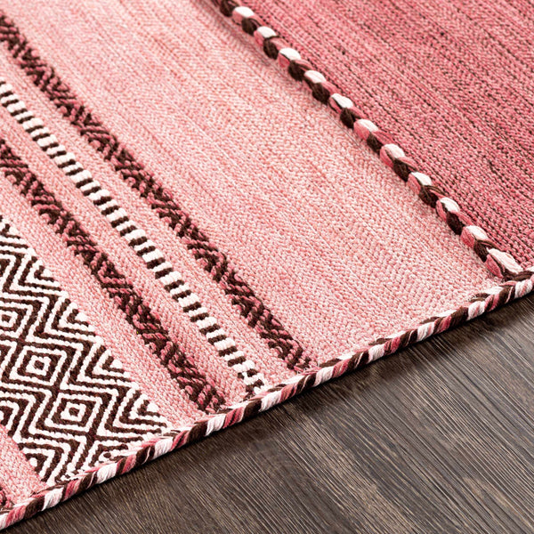 Surya Trenza 2'6" X 8' Handmade Cotton Rug - Elegant Global Design, Durable, Spot Clean, 1-year Warranty Light Pink Cotton,Chenille,Cotton Trz3005-576