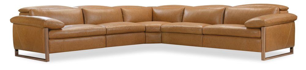 Hooker Furniture Jericho Power Reclining Sectional Top-grain Leather Sleigh Frame Living Room SS461-5PC3-087