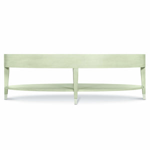 Bernhardt Bernhardt East Hampton Oval Cocktail Table In Cerused Linen Ash, 56" Large Coffee Table With Shelf 395013