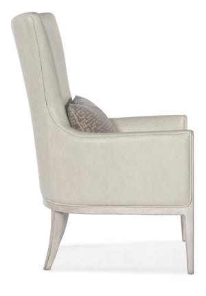Hooker Furniture Kyndall Club Chair In Semi-Aniline Top-Grain Leather With Contrasting Kidney Pillow And Wood Legs Beige CC903-003