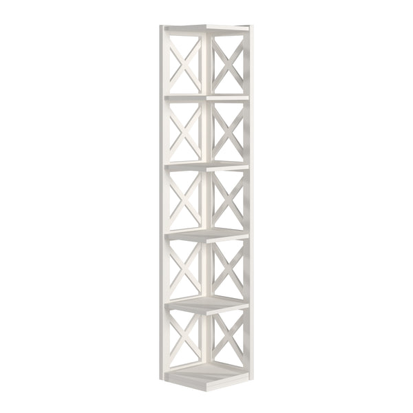 Homelegance By Top-Line Julius X-Frame 5-Shelf Bookcase White Rubberwood