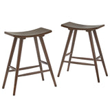 Homelegance By Top-Line Darvell Solid Wood 24" Counter Stool (Set of 2) Walnut Rubberwood