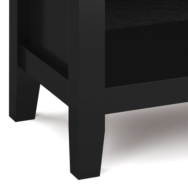 English Elm Artisan Black Bedside Table - Handcrafted Solid Wood With Spacious Drawer & Open Storage Shelf B136P158381