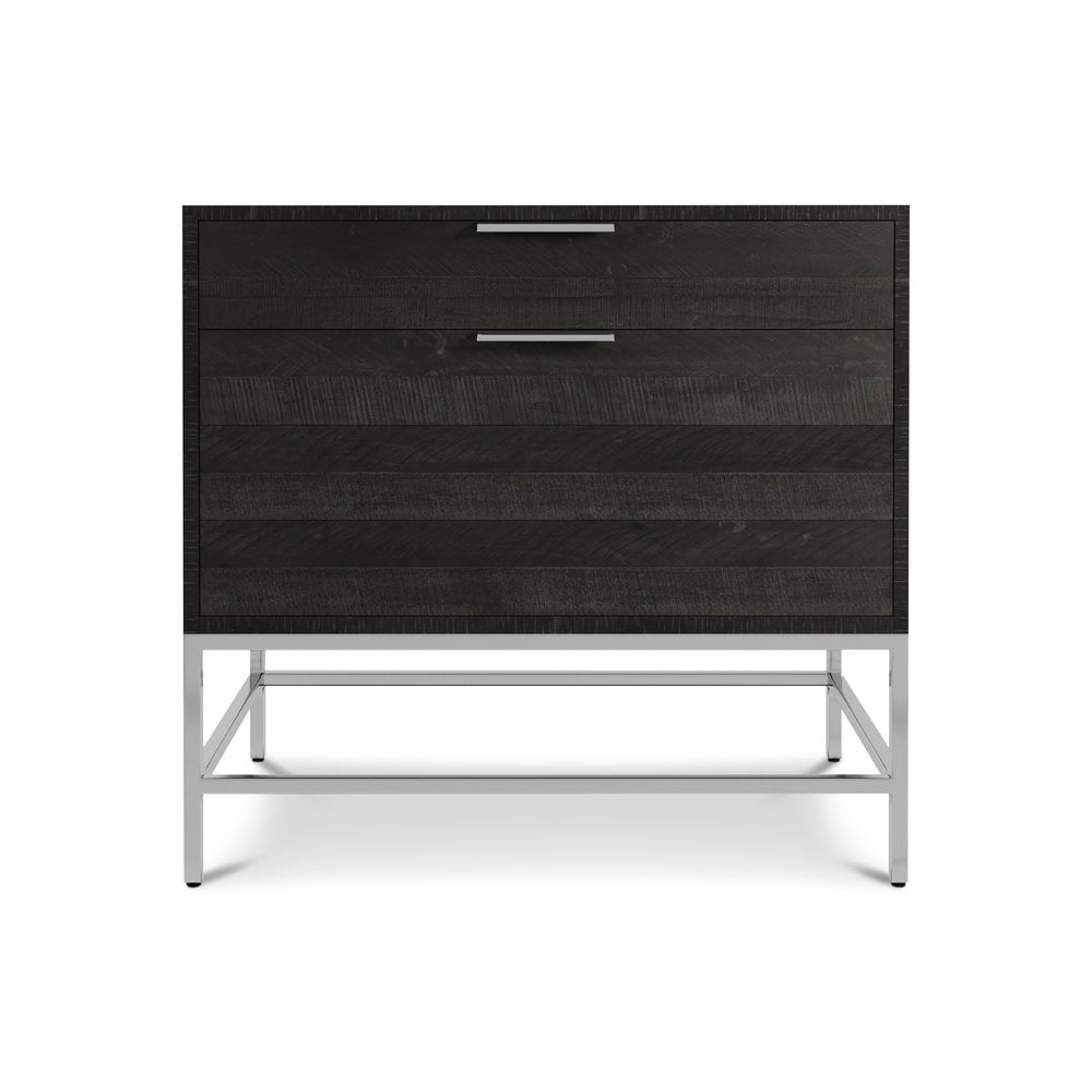 Bernhardt Bernhardt Coleman File Cabinet With Distressed Cinder Pine & Grey-Mist Stainless Base, 2-Drawer Elegant Storage D14505