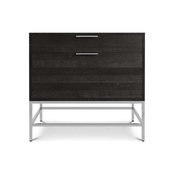 Bernhardt Bernhardt Coleman File Cabinet With Distressed Cinder Pine & Grey-Mist Stainless Base, 2-Drawer Elegant Storage D14505