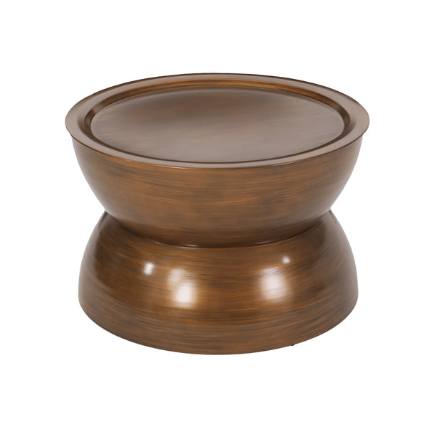 English Elm Christopher Knight Home® - METAL Hourglass Coffee Table with Brushed Antique Brown Finish, Hammered Iron Texture, Durable Edge Trim Antique Bronze 72227.00BRZBRSANT