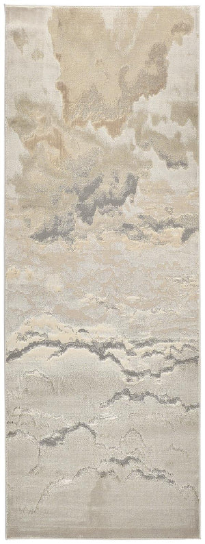 Feizy Rugs Aura Contemporary Abstract High-low Pile Rug In Gold And Champagne - Durable, Stylish Design For Any Space Ivory,Tan,Gray Polyester,Polypropylene Aur3727fbgegldi71