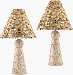 Livabliss Teslin Woven Rattan Accent Table Lamp Organic Texture for Bedroom or Living Room TSL001-SET