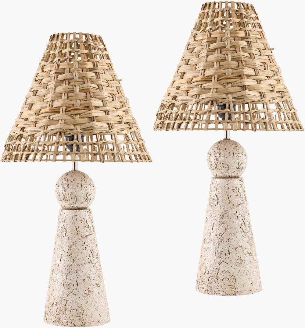 Livabliss Teslin Woven Rattan Table Lamp Organic Texture for Bohemian Coastal Bedroom Decor TSL002-SET