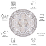 Safavieh Tucson 102 M/W S/R Power Loomed Traditional Rug Beige / Grey 7' x 7' Square