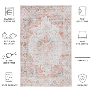 Safavieh Tucson 105 M/W S/R Power Loomed Traditional Rug Light Grey / Rust 9' x 9' Square