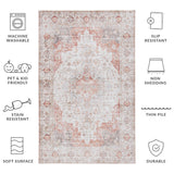 Safavieh Tucson 105 M/W S/R Power Loomed Traditional Rug Light Grey / Rust 9' x 9' Square