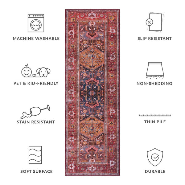 Safavieh Tucson 127 M/W S/R Power Loomed Traditional Rug Navy / Rust 8' x 8' Square