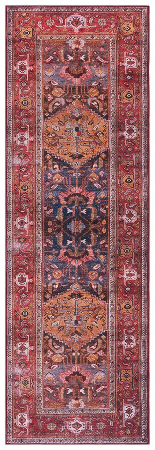 Safavieh Tucson 127 M/W S/R Power Loomed Traditional Rug Navy / Rust 8' x 8' Square