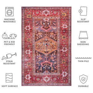 Safavieh Tucson 127 M/W S/R Power Loomed Traditional Rug Navy / Rust 8' x 8' Square