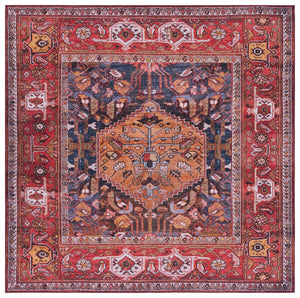 Safavieh Tucson 127 M/W S/R Power Loomed Traditional Rug Navy / Rust 8' x 8' Square