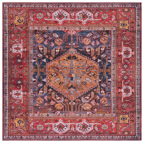 Safavieh Tucson 127 M/W S/R Power Loomed Traditional Rug Navy / Rust 8' x 8' Square