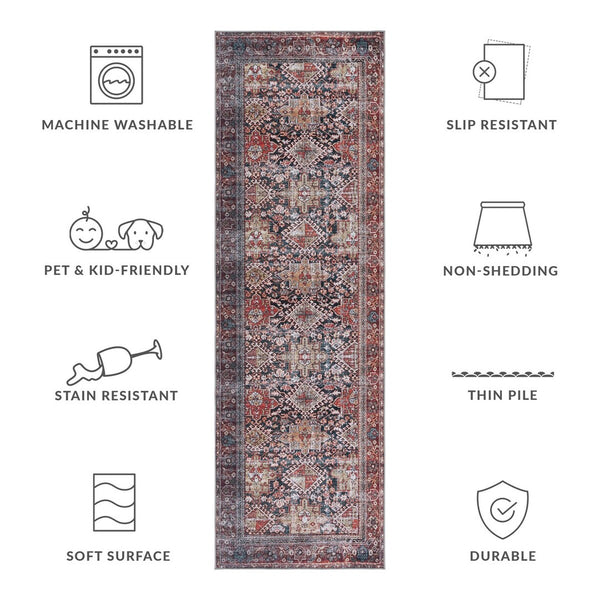 Safavieh Tucson 130 M/W S/R Power Loomed Traditional Rug Navy / Rust 2'-6" x 4'