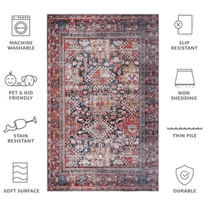 Safavieh Tucson 130 M/W S/R Power Loomed Traditional Rug Navy / Rust 2'-6" x 4'