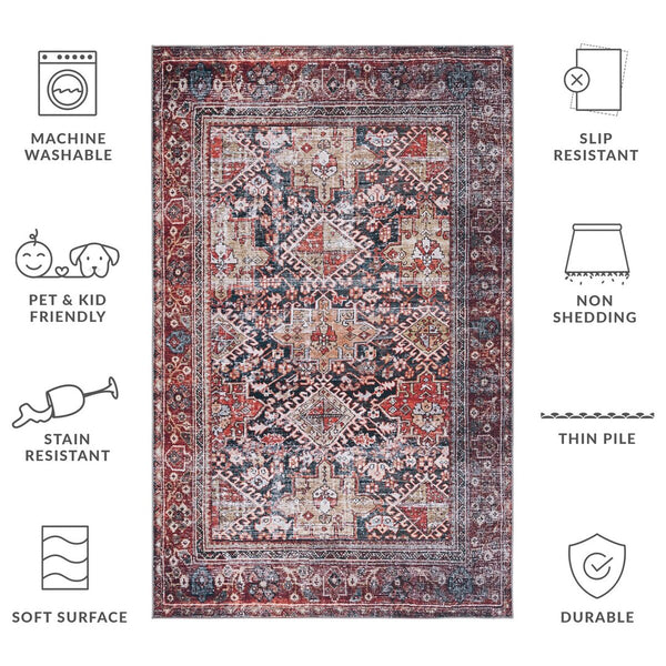 Safavieh Tucson 130 M/W S/R Power Loomed Traditional Rug Navy / Rust 2'-6" x 4'