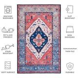 Safavieh Tucson 133 M/W S/R Power Loomed Traditional Rug Rust / Blue 4' x 4' Square