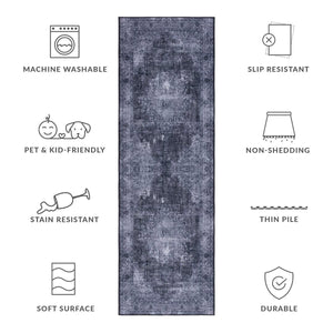 Safavieh Tucson 190 M/W S/R TSN190 Power Loomed Traditional Rug Black / Grey TSN190Z-4SQ
