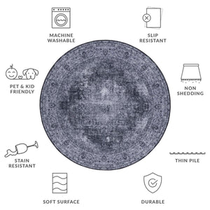 Safavieh Tucson 190 M/W S/R TSN190 Power Loomed Traditional Rug Black / Grey TSN190Z-4SQ
