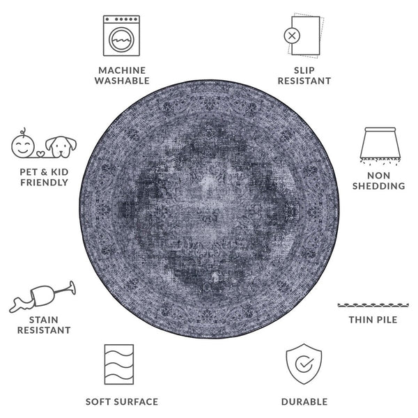 Safavieh Tucson 190 M/W S/R TSN190 Power Loomed Traditional Rug Black / Grey TSN190Z-4SQ