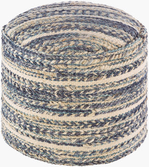 Livabliss Tresse Handcrafted Jute Cotton Pouf Bohemian Woven Footrest for Living Room or Bedroom TSPF001-181814