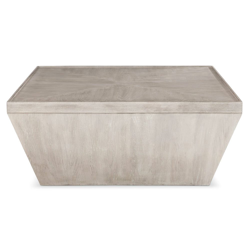 Bernhardt Bernhardt Landers Square Cocktail Table — Cerused Greige White Oak, Inverted Base, Geometric Top On Casters 534011