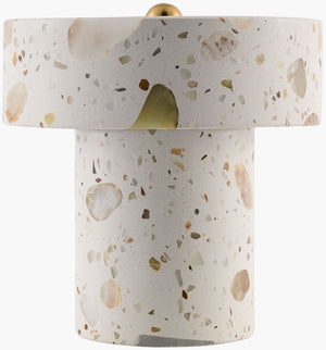 Surya Tessari Stone and Felt Cordless Cube Lamp Minimalist Accent Light for Shelf or Nightstand TSRI-001