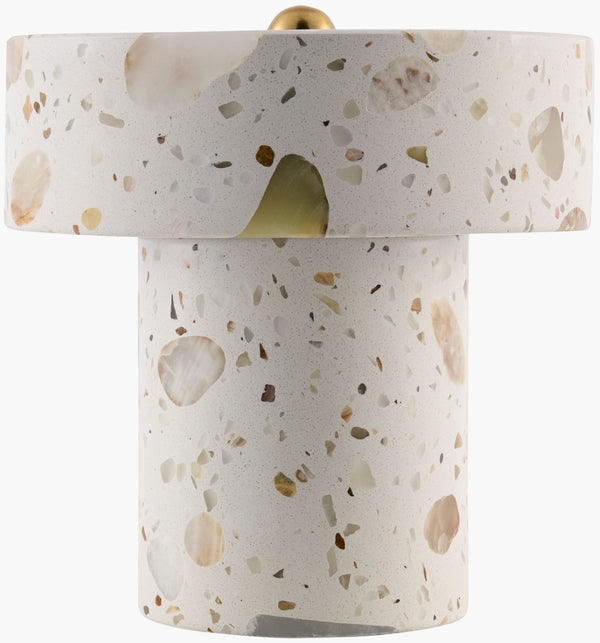 Surya Tessari Stone and Felt Cordless Cube Lamp Minimalist Accent Light for Shelf or Nightstand TSRI-001