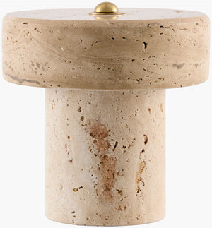 Surya Tessari Stone and Felt Cube Accent Lamp Cordless Minimalist Bedside Shelf Light TSRI-002