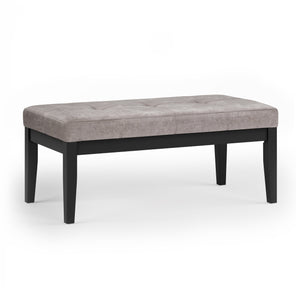 English Elm Lacey Tufted Ottoman Bench - Stylish Distressed Grey Taupe Vegan Leather For Modern Living Spaces B136P159210