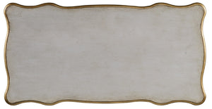 Hooker Furniture French-Inspired Writing Desk In Soft Gray With Gold Accents, Drop-Front Keyboard Drawer & Storage 5198-10458